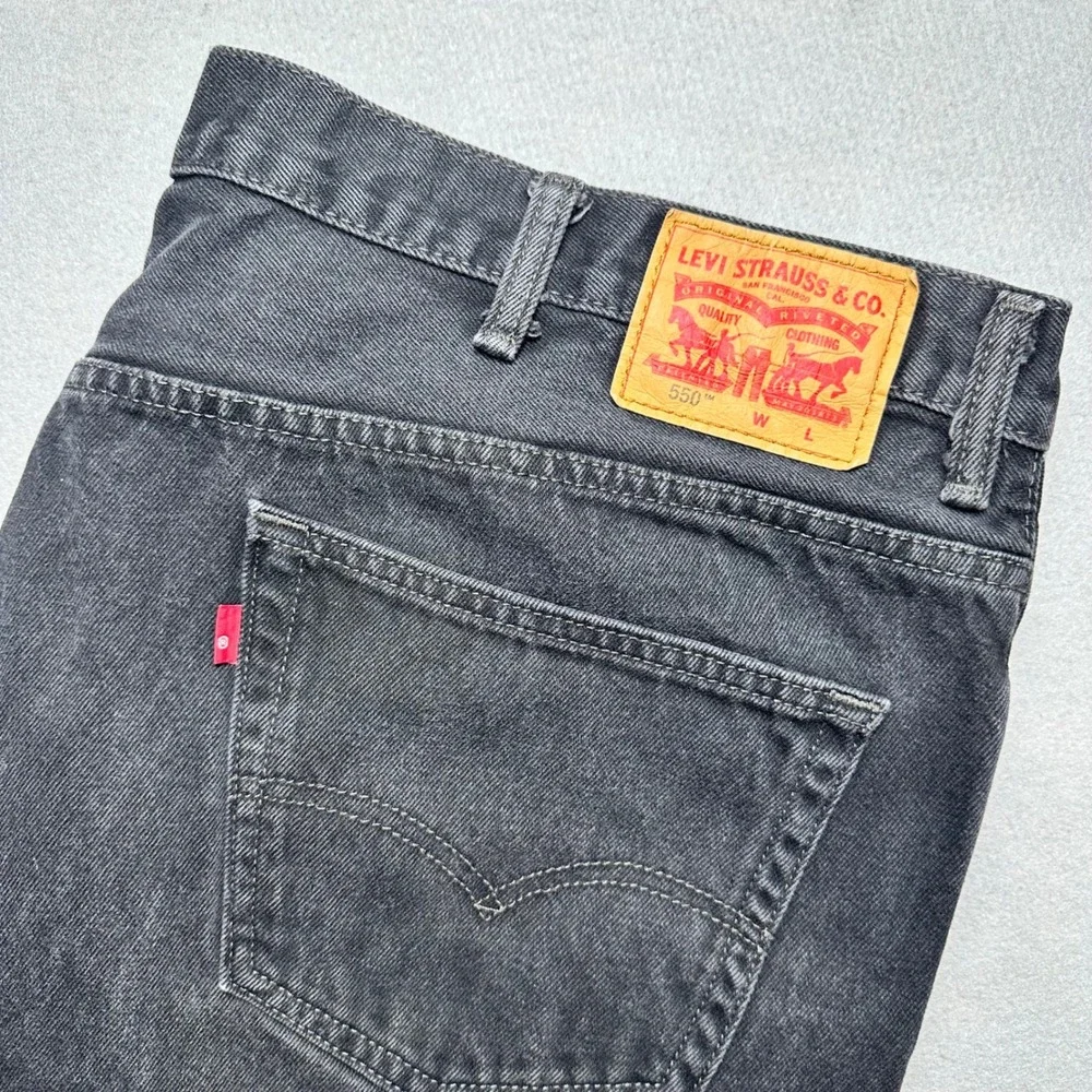 Vintage Levis 550 Faded Black Jeans Mens 46x29 Measures 45x28 Blank Tab Y2K